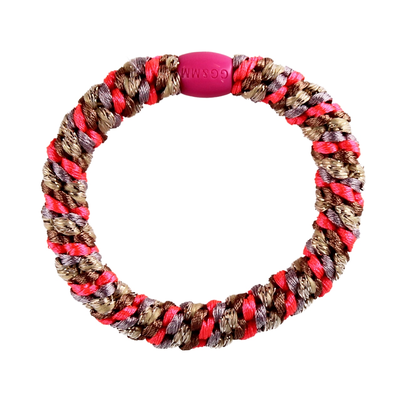 Flettet Hårelastik - Multi Neon pink, beige, glitter