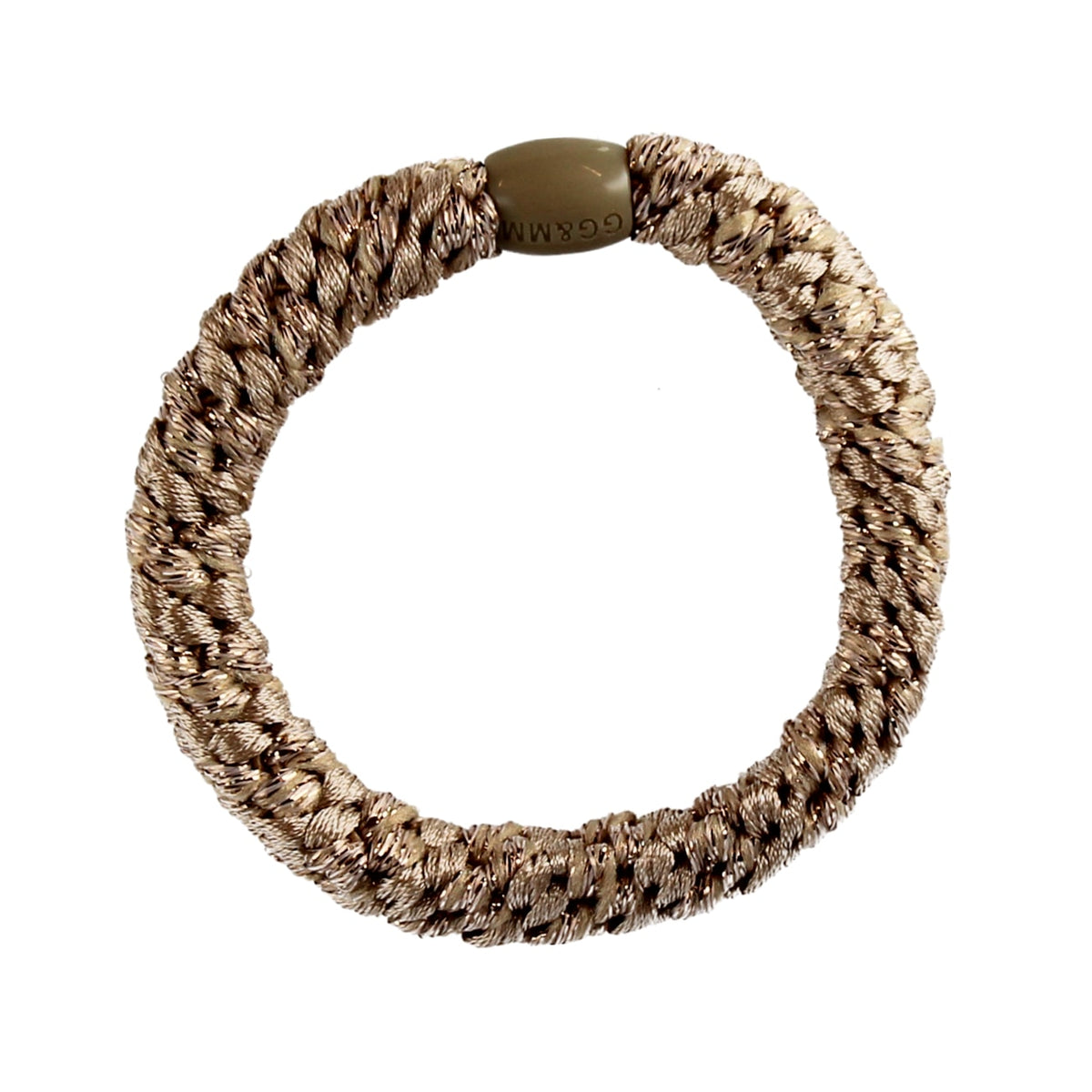 Flettet Hårelastik - Multi Beige, guld glitter