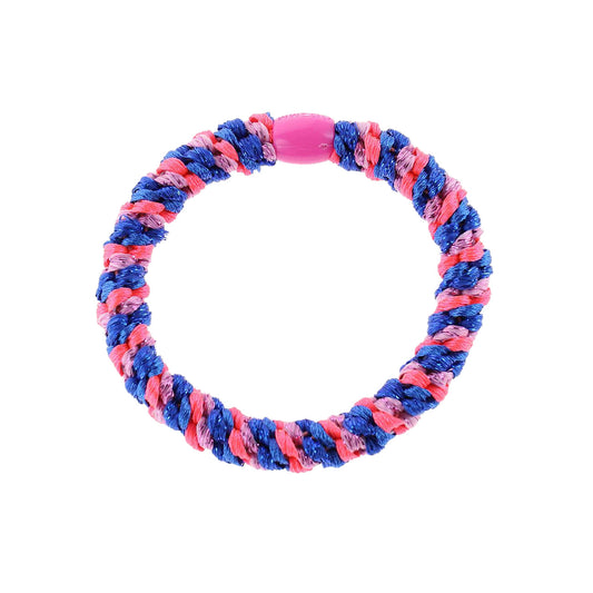 Flettet Hårelastik - Multi Blå/Pink/Rosa Glitter