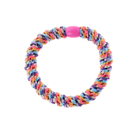 Flettet Hårelastik - Multi Pink/Rust//Blå Glitter