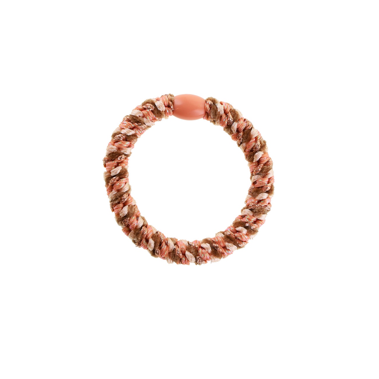 Flettet Hårelastik - Multi Brun/Sand/Fersken Glitter