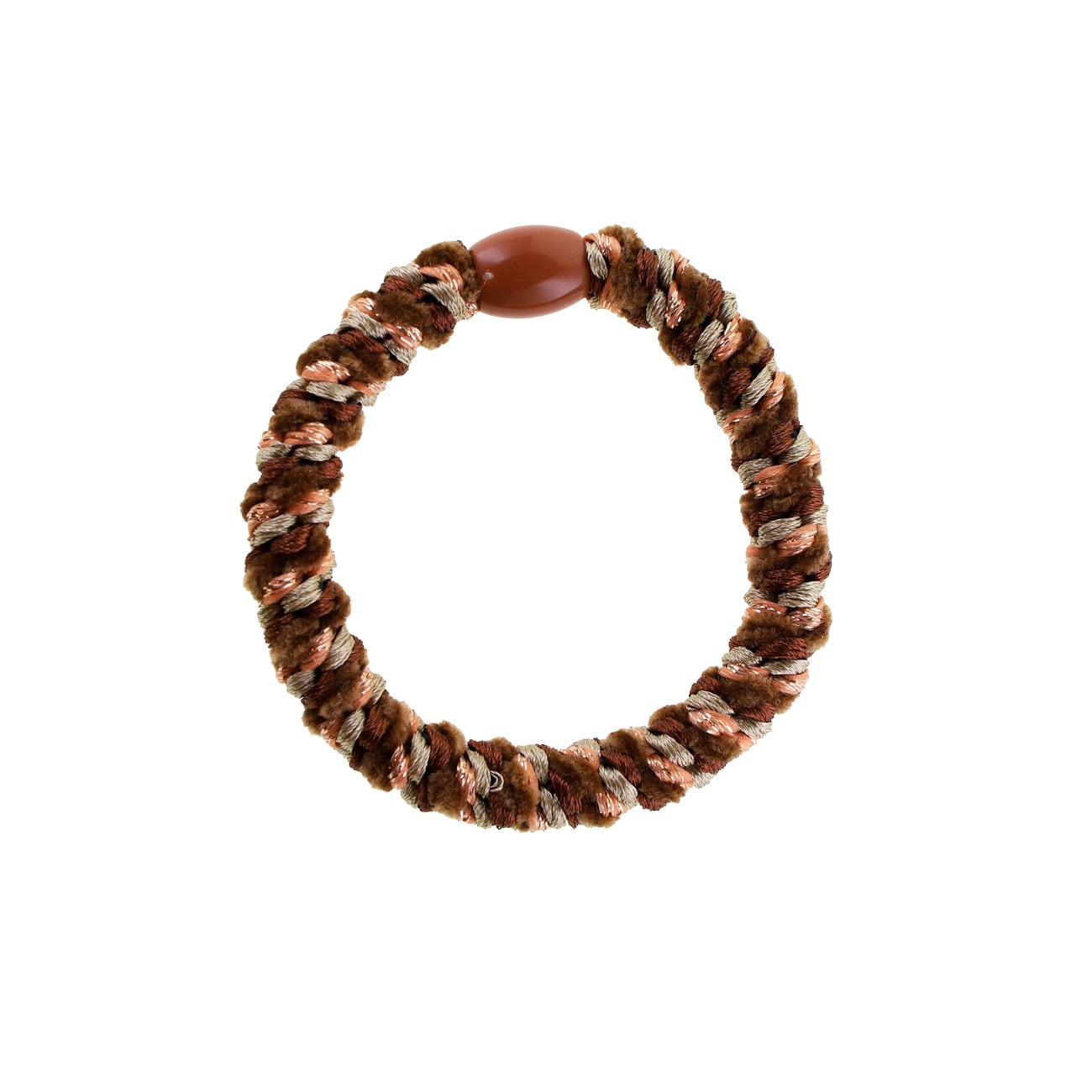 Flettet Hårelastik - Multi Brun/Beige/Kobber Glitter