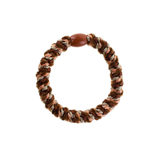 Flettet Hårelastik - Multi Brun/Beige/Kobber Glitter