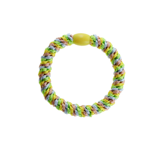 Flettet Hårelastik - Multi Gul/Lyseblå/Grøn