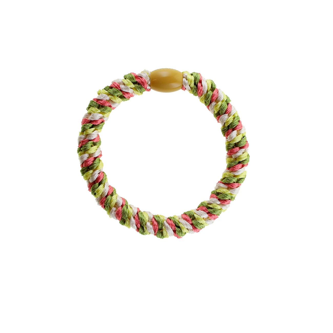 Flettet Hårelastik - Multi Mosgrøn/Gul/Mørk Rosa