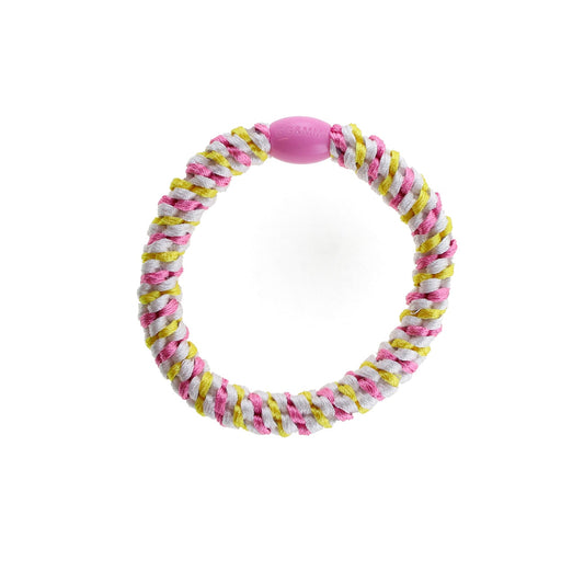 Flettet Hårelastik - Multi Pink/Gul/Hvid