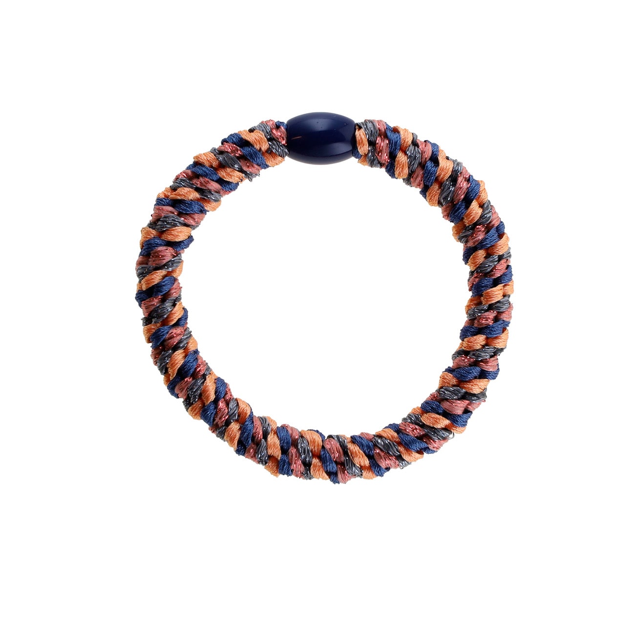 Flettet Hårelastik - Multi Navy/Rød/Orange Glitter