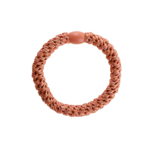 Flettet Hårelastik - Multi Fersken Glitter