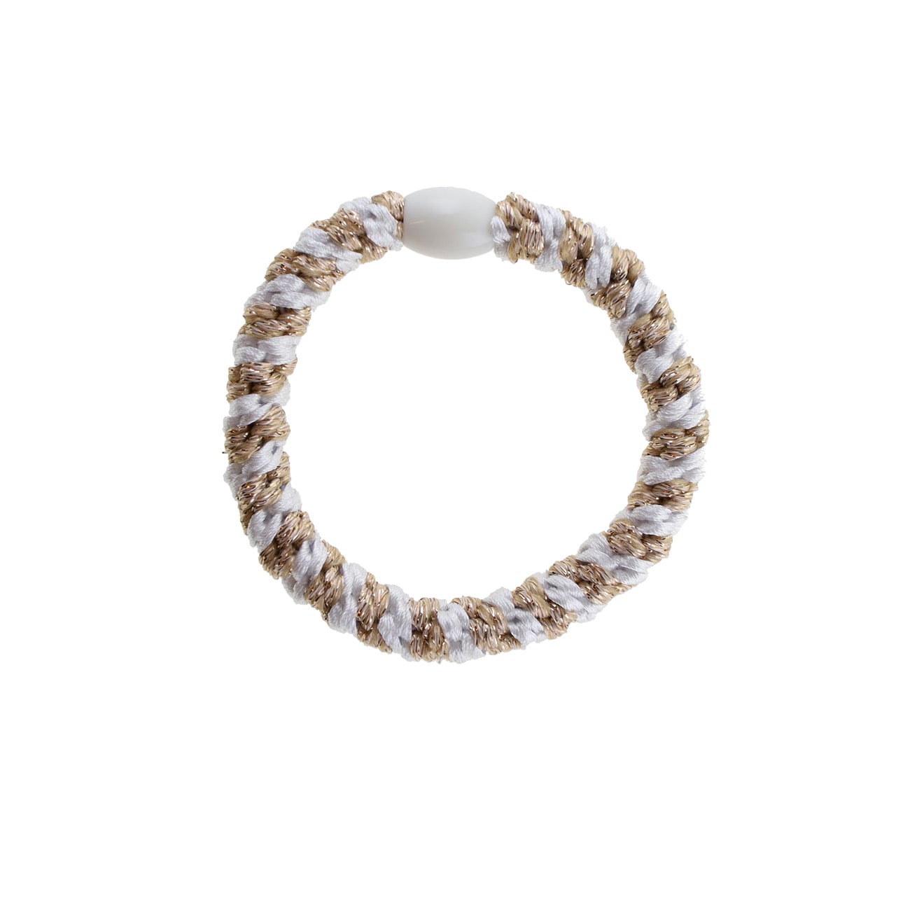 Flettet Hårelastik - Multi Hvid/Guld Glitter