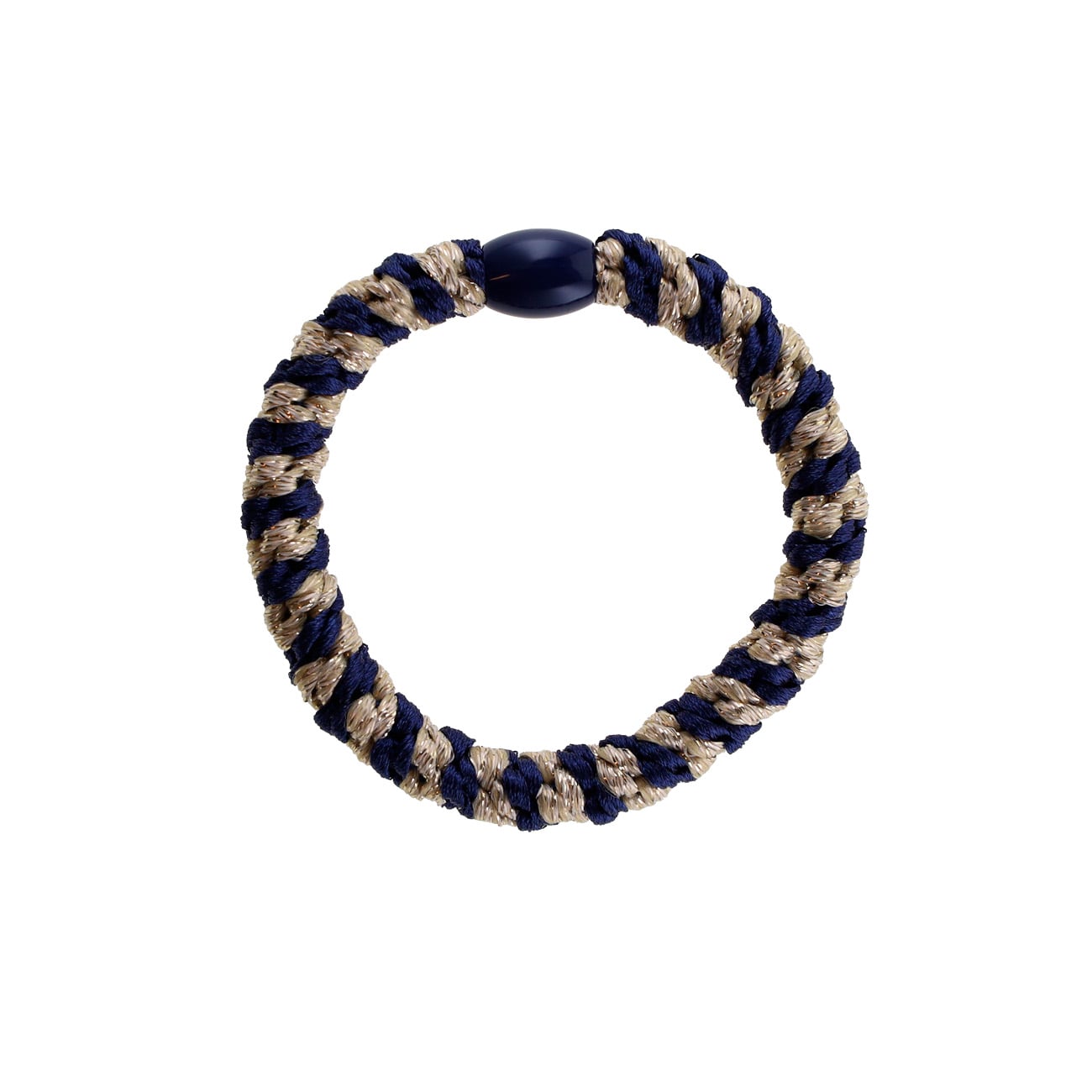 Flettet Hårelastik - Multi Navy/Guld Glitter