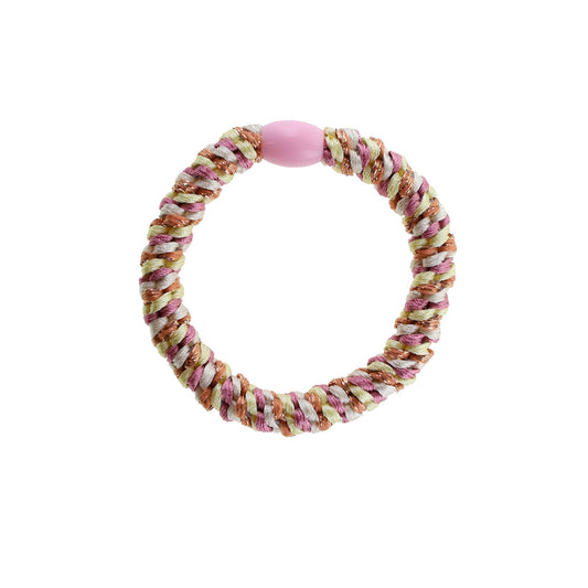 Flettet Hårelastik - Multi Rosa/Gul/Hvid Glitter