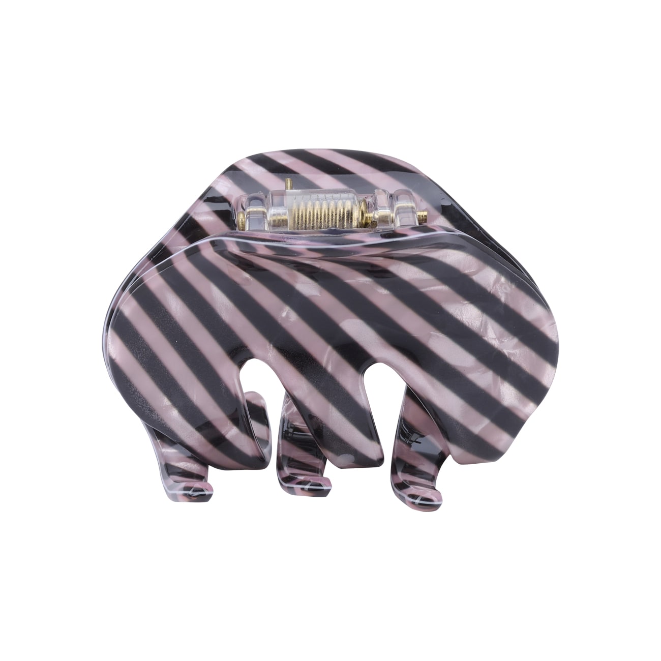 Saga Hårklemme - Rosa/Sort Stribet