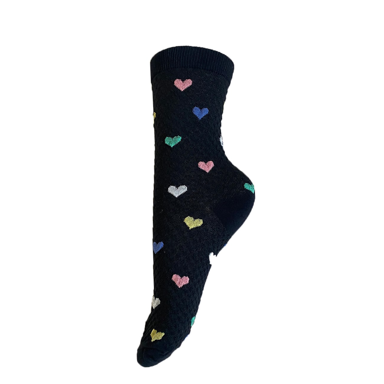 Strømper - Onesize - Hjerter Sort/Multi