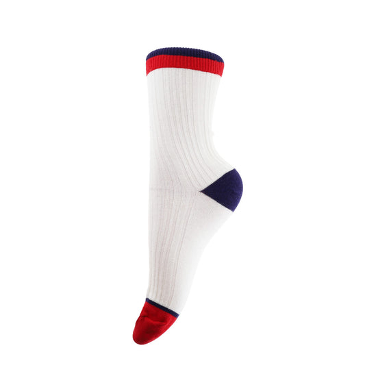 Strømper - Onesize - Råhvid/Rød/Navy