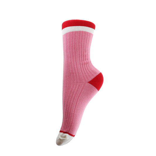 Strømper - Onesize - Rosa/Rød/Råhvid