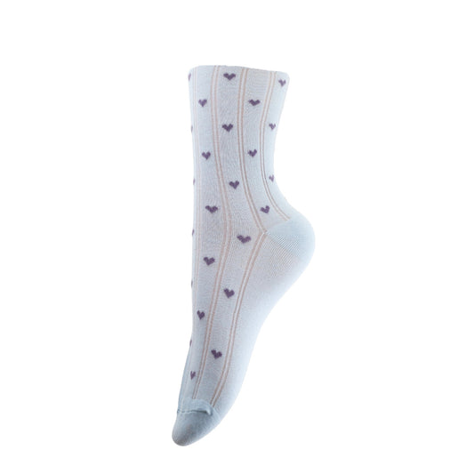 Strømper - Onesize - Hjerter Blå/Lilla