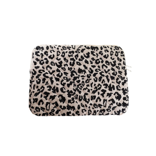 Vilda Leopard Computer Sleeve - Råhvid