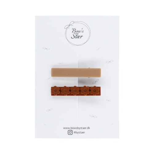 Flower Power Hårspænde - Beige & Brown