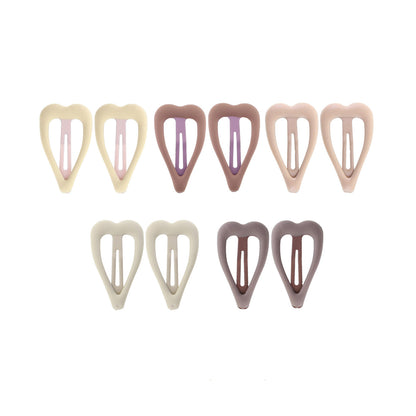 Snap Hårspænde - Hjerte Brun Mix (10 pak)