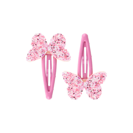 Snap Hårspænde - Sommerfugl Pink (2 pak)