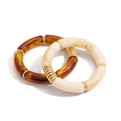 Quinn Armbånd - Beige/Brun (2 pak)