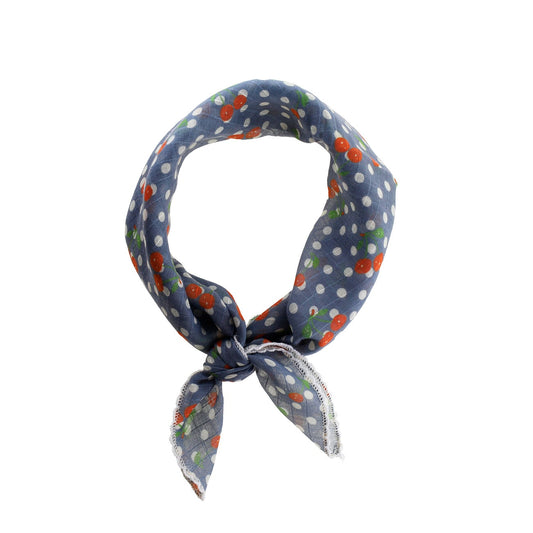 Belle Tørklæde - Blå/Kirsebær