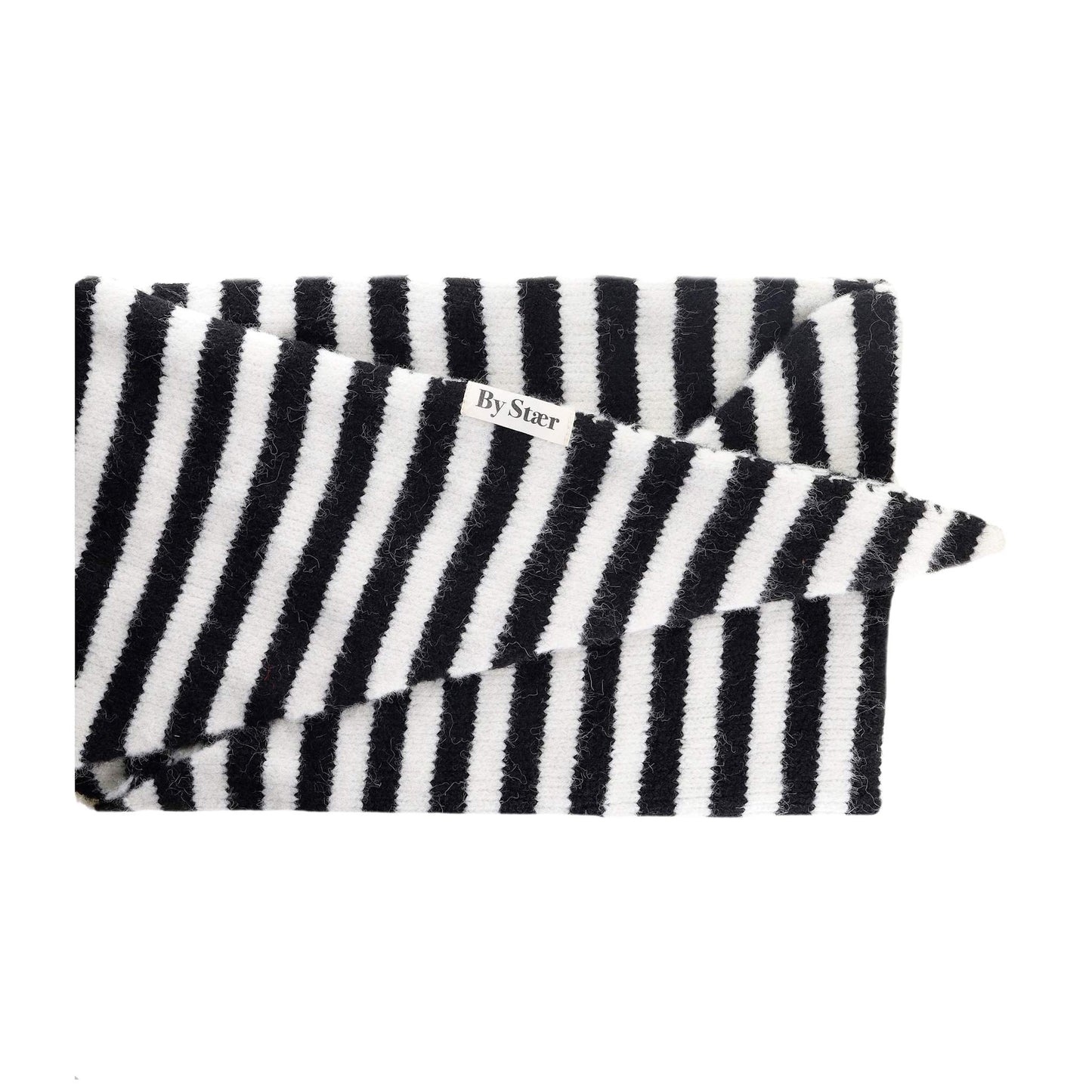 Kliva Tørklæde - Sort/Råhvid Stribet