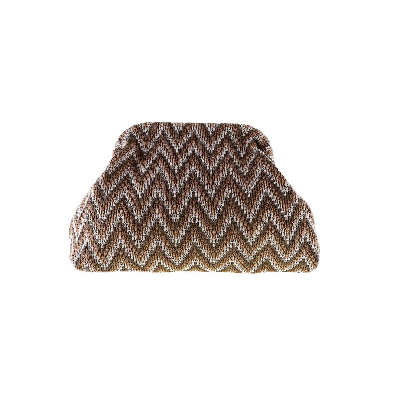 Alba Zig Zag Clutch - Brun/Hvid