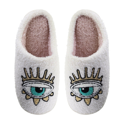 Slippers Øjne - Hvid/Turkis