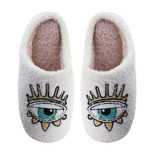 Slippers Øjne - Hvid/Turkis