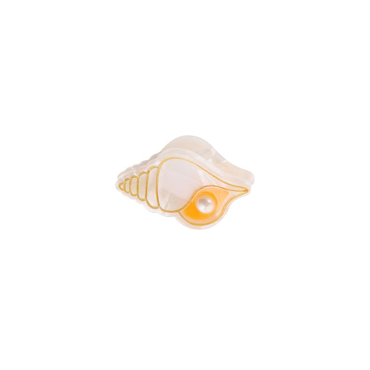 Mini Konkylie Hårklemme - Råhvid/Orange
