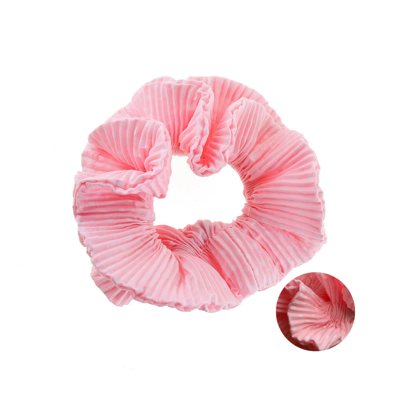 Kaisa Scrunchie - Pastel Rosa/Hvid Prikker