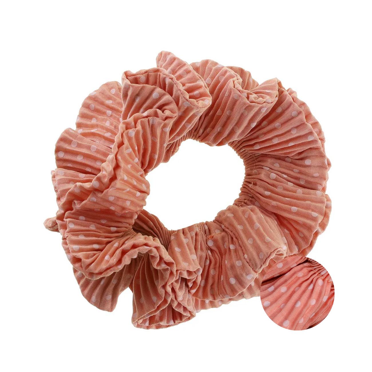 Kaisa Scrunchie - Fersken/Hvid Prikker