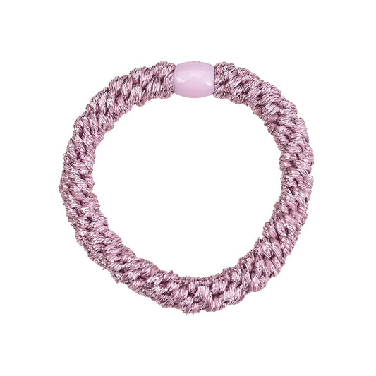 Flettet Hårelastik - Glitter Antique rose Metalic