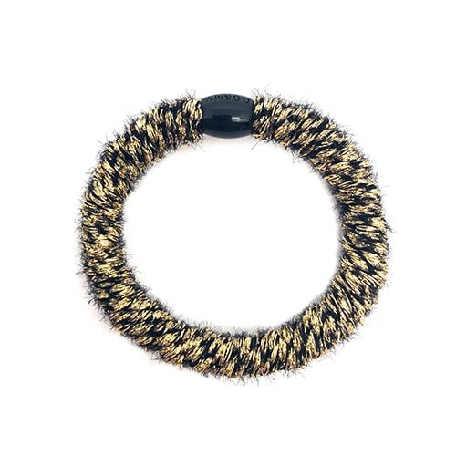 Flettet Hårelastik - Fluffy Sort/Guld