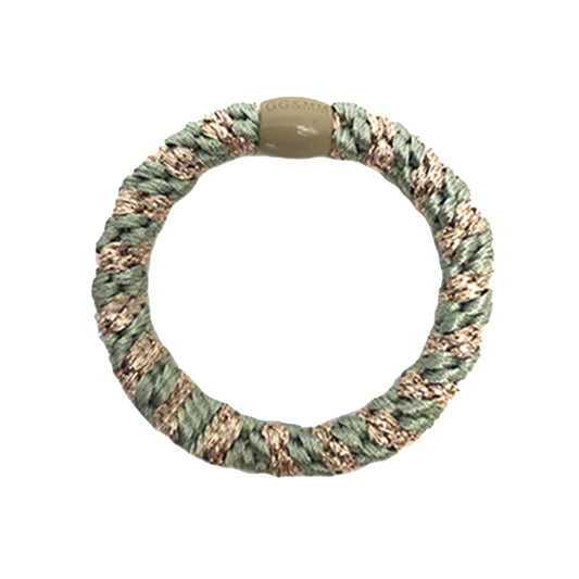 Flettet Hårelastik - Multi Mint/Guld Glitter