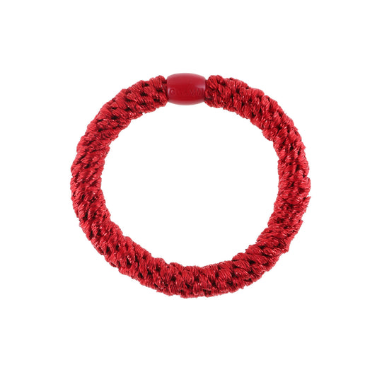 Flettet Hårelastik - Glitter Rød