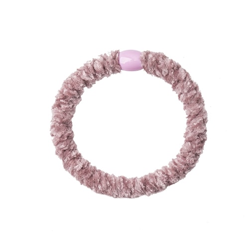 Flettet Hårelastik - Velour Mørk Rosa