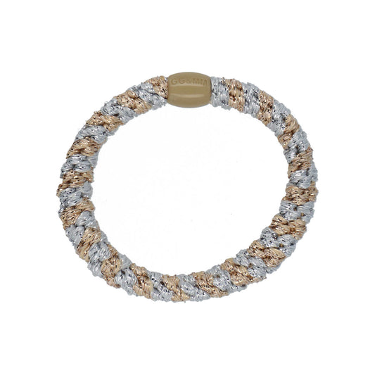 Flettet Hårelastik - Multi Silver/Beige