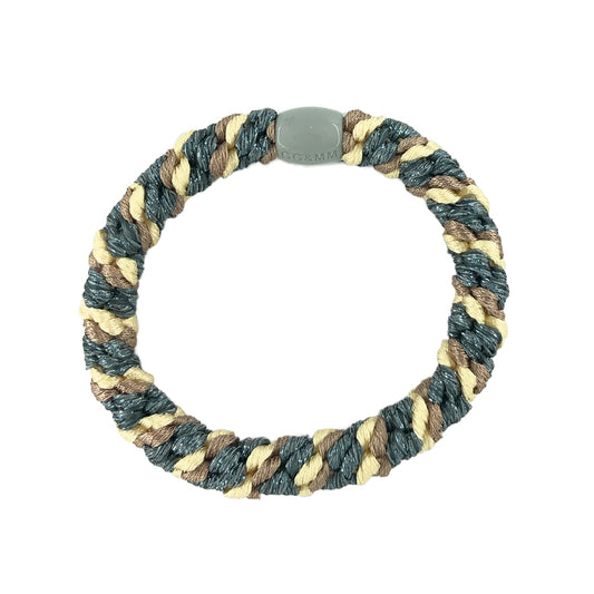 Flettet Hårelastik - Multi Light Yellow & Green, Blue Glitter