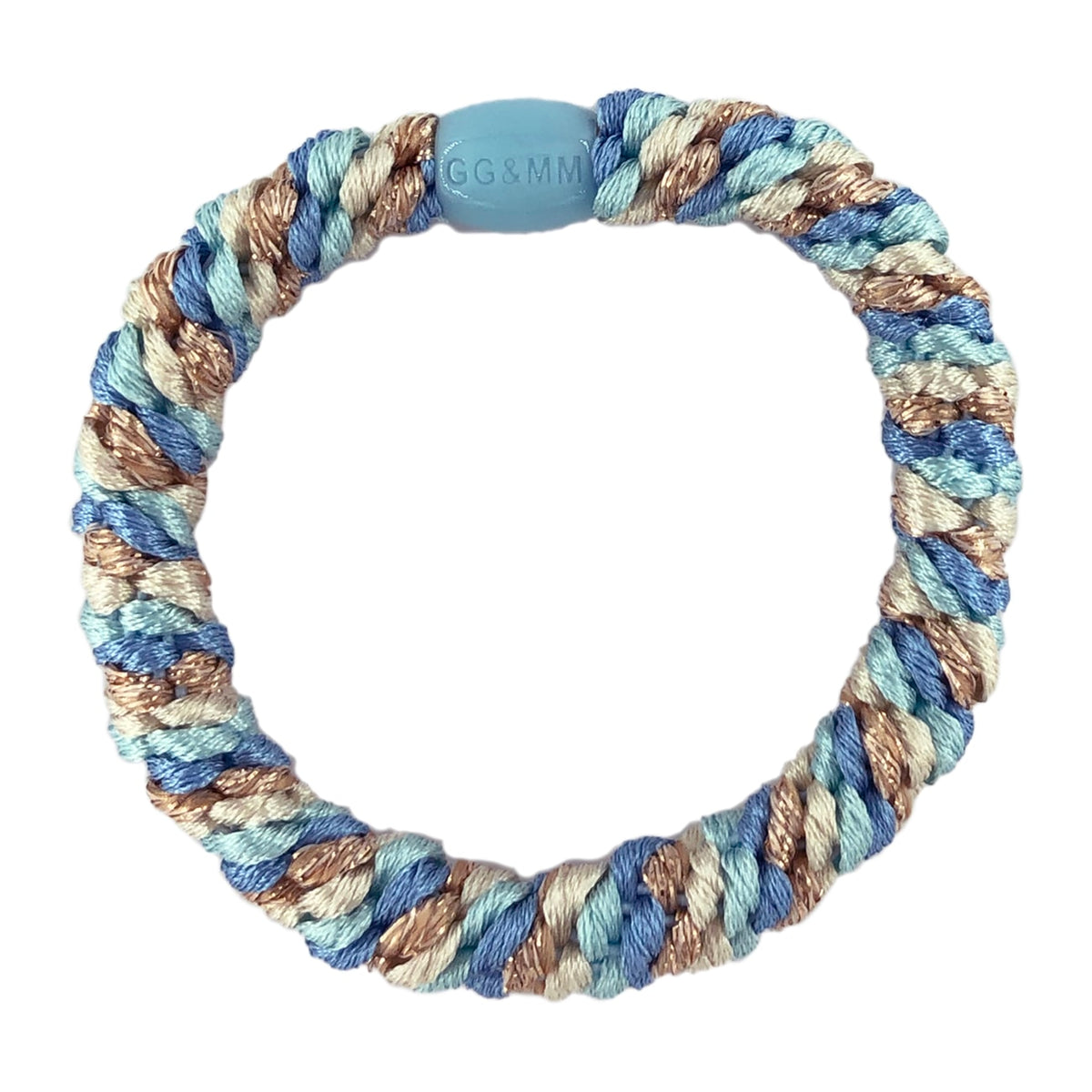 Flettet Hårelastik - Multi Blue, Ivory & Glitter
