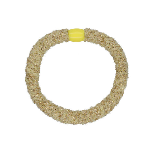 Flettet Hårelastik - Fluffy Yellow & Gold