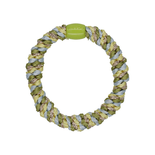 Flettet Hårelastik - Multi Green, blue, lime
