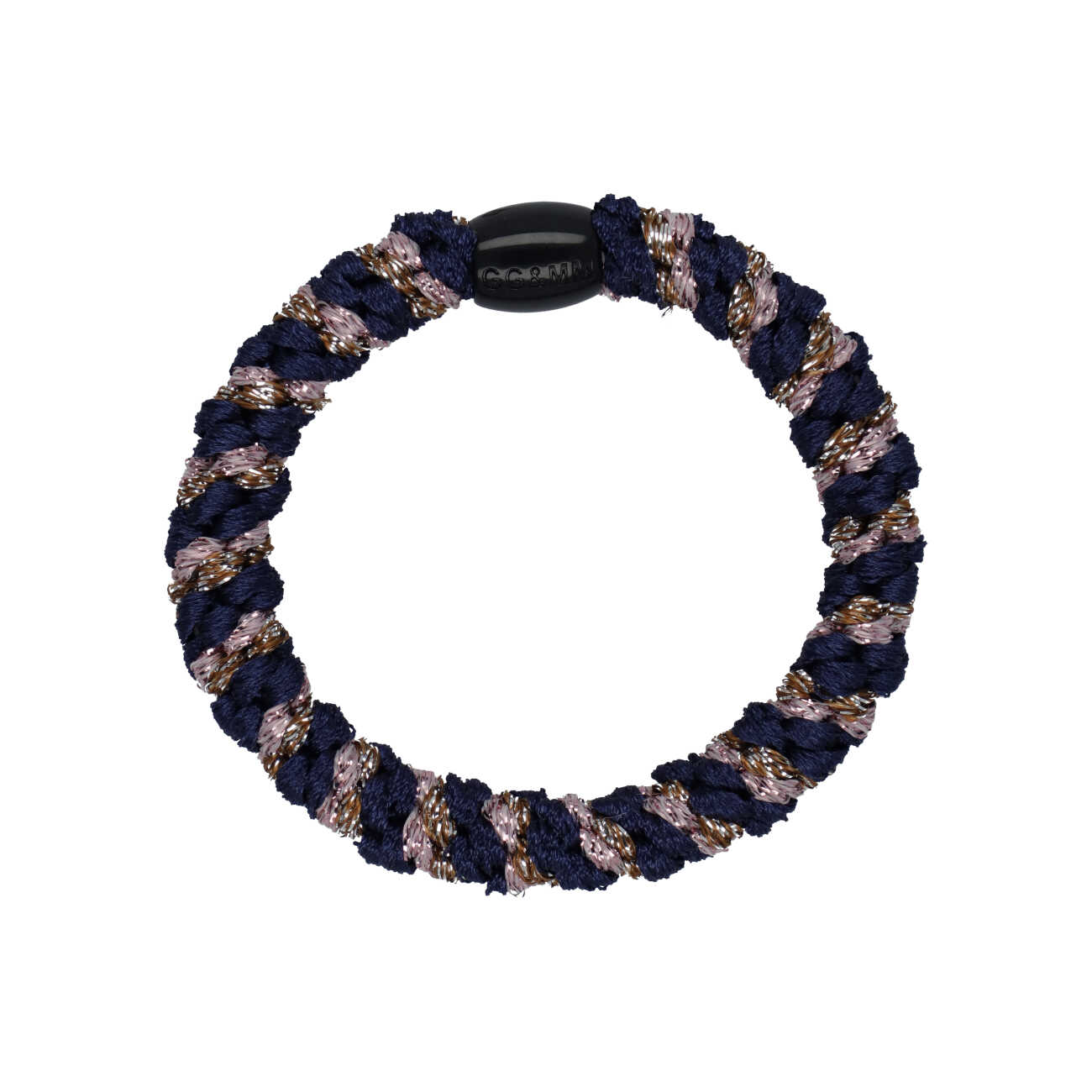 Flettet Hårelastik - Multi Navy, Rosa & glitter