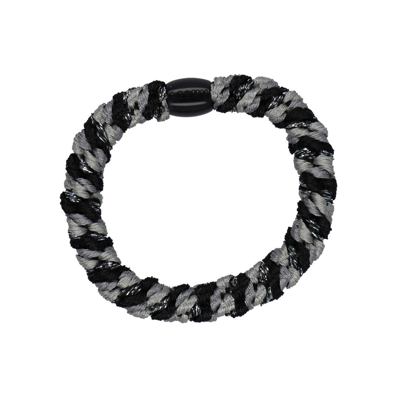 Flettet Hårelastik - Multi Black, Grey & Glitter