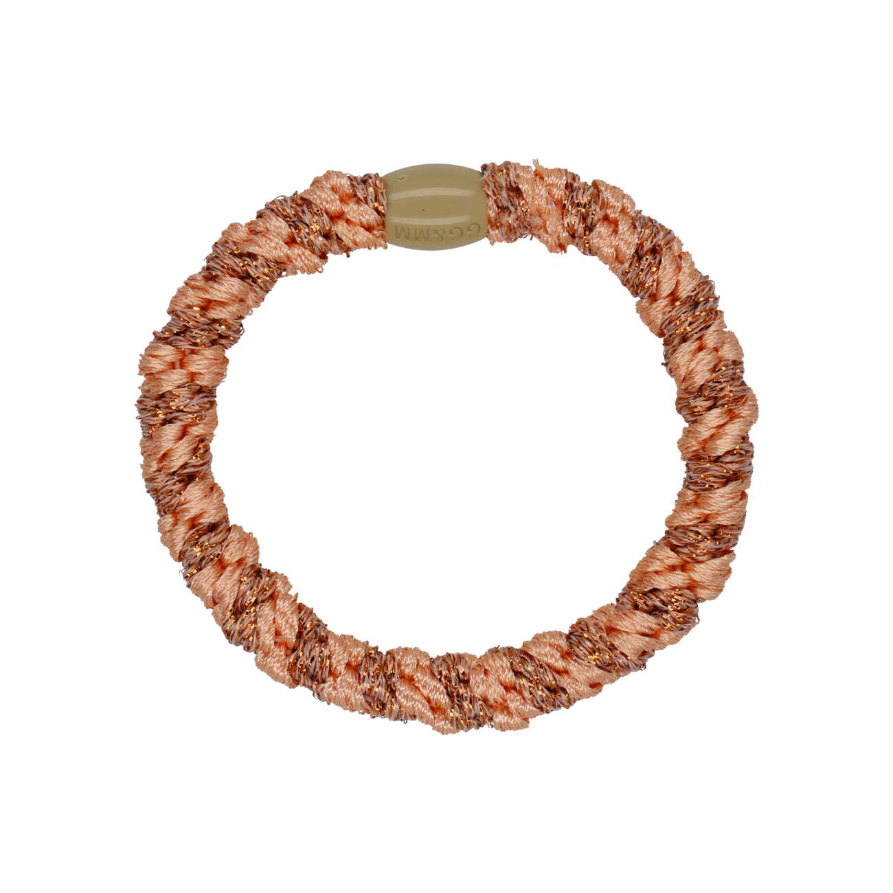 Flettet Hårelastik - Multi Peach, Rosa Glitter