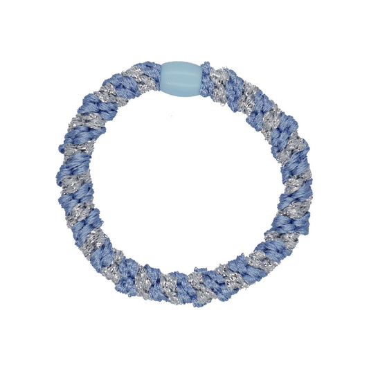 Flettet Hårelastik - Multi Light Blue & Silver Glitter