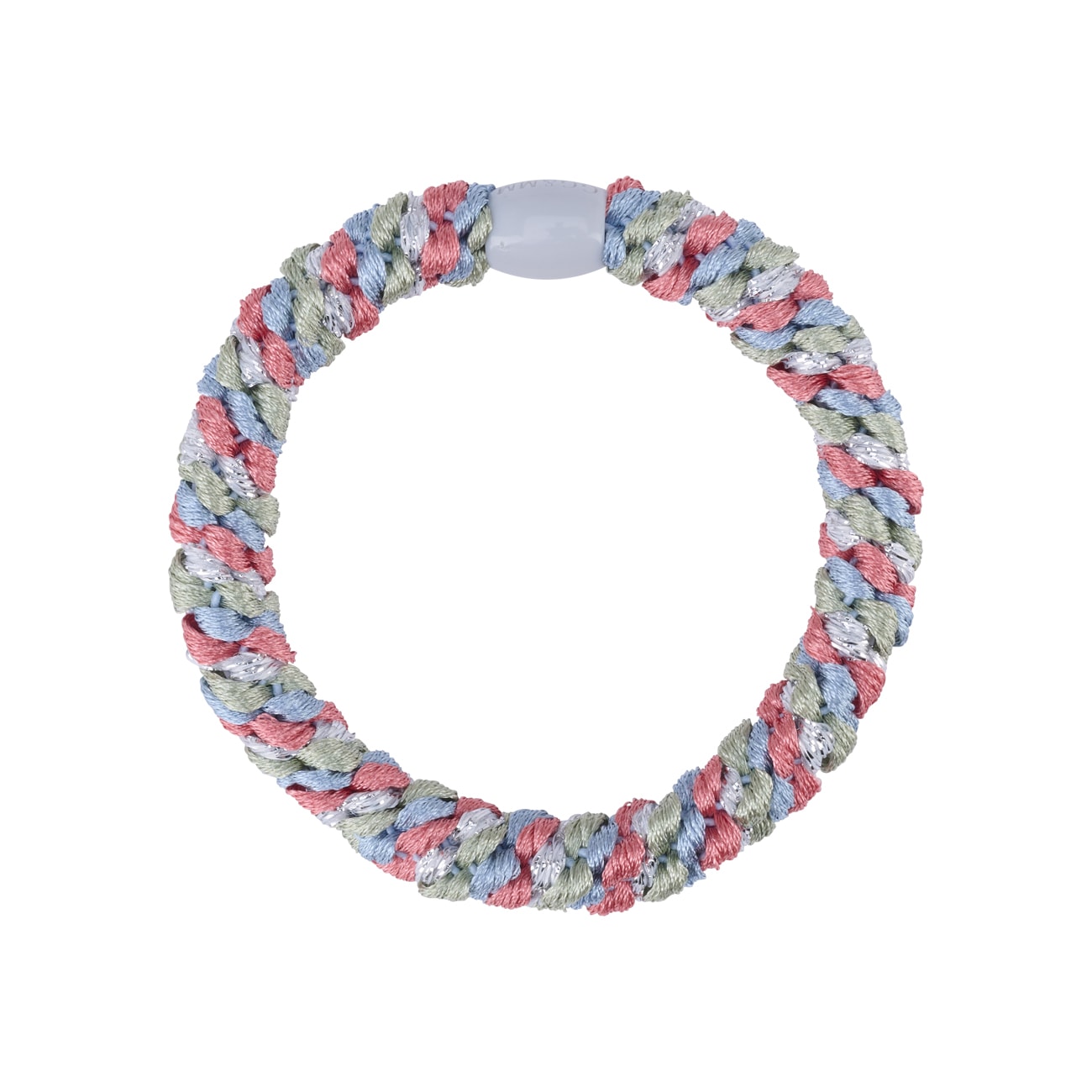 Flettet Hårelastik - Multi Grøn/Blå/Rød glitter