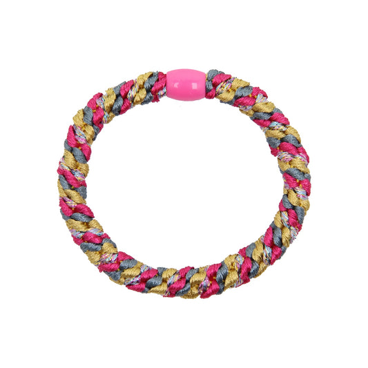 Flettet Hårelastik - Multi Pink/Guld/Blå