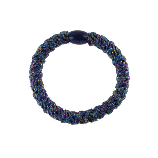 Flettet Hårelastik - Glitter blå regnbue